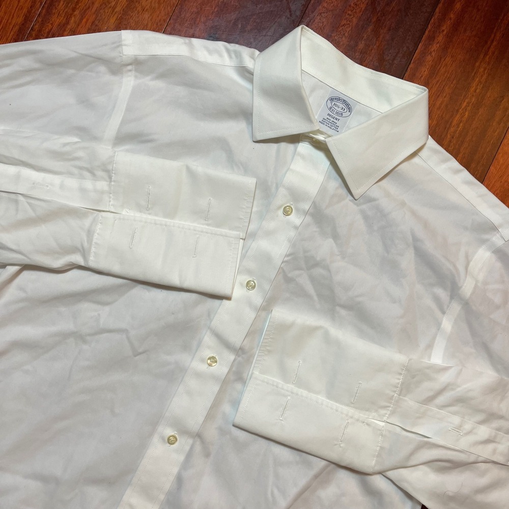 Brooks Brothers Dress Shirt Mens 15.5 33 Regent White French Cuff 4483-00445
